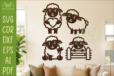 Cute Sheep Silhouettes SVG Farm Animal Laser Cut Files 2 SVG APInspireddesigns 