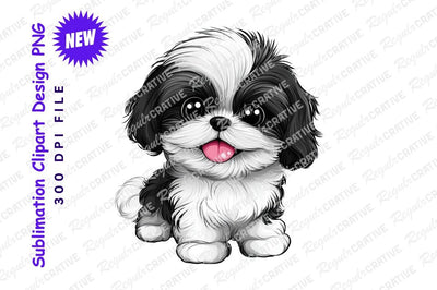 Cute shih tzu dog cartoon vector illustration Sublimation Regulrcrative 