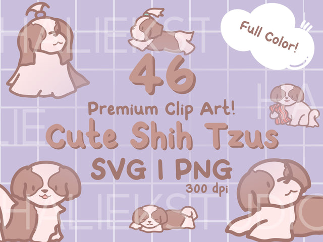 Cute Shih Tzus Color PNG and SVG Design Set SVG HalieKStudio 