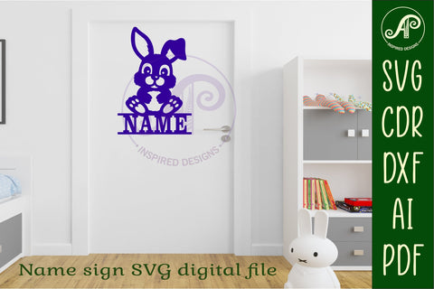 Cute sitting bunny Name sign SVG APInspireddesigns 