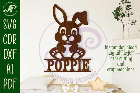 Cute sitting bunny Name sign SVG APInspireddesigns 
