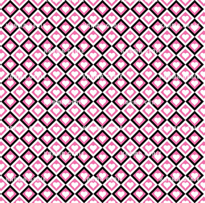 Cute Sixties Style Diamond Love Hearts Retro Pattern Digital Paper Digital Pattern Karma Genie Graphics 