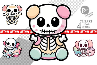 Cute Skeleton Clipart Sublimation artnoy 