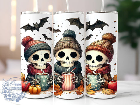 Cute Skeleton, Halloween Tumbler, Fall Design, Sublimation PNG, Spooky Season, Halloween Decor, Fun Drinkware, Autumn Vibes Sublimation ToriDesigns 
