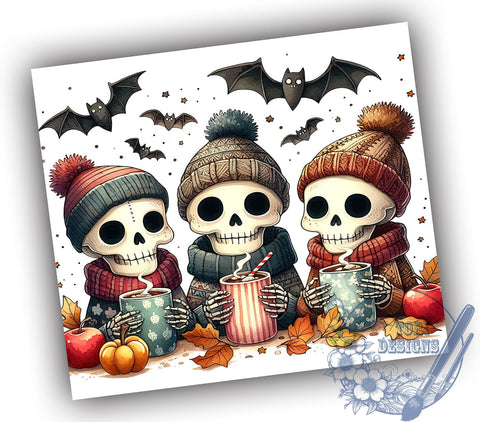 Cute Skeleton, Halloween Tumbler, Fall Design, Sublimation PNG, Spooky Season, Halloween Decor, Fun Drinkware, Autumn Vibes Sublimation ToriDesigns 