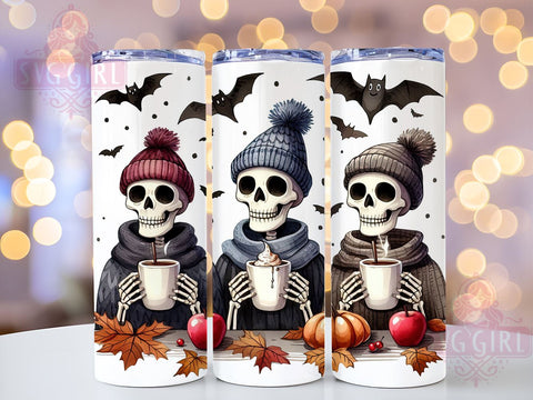 Cute Skeleton Tumbler, Halloween Decor, PNG Wrap, Sublimation Design, Spooky Season, Fun Halloween Gifts, Skeleton Art, Halloween Drinkware Sublimation SvggirlplusArt 