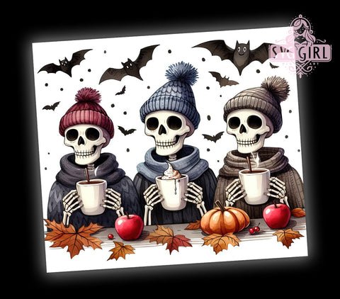 Cute Skeleton Tumbler, Halloween Decor, PNG Wrap, Sublimation Design, Spooky Season, Fun Halloween Gifts, Skeleton Art, Halloween Drinkware Sublimation SvggirlplusArt 