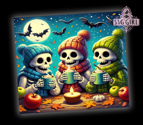 Cute Skeleton Tumbler, Halloween Decor, PNG Wrap, Sublimation Design, Spooky Season, Fun Halloween Gifts, Skeleton Art, Halloween Drinkware Sublimation SvggirlplusArt 