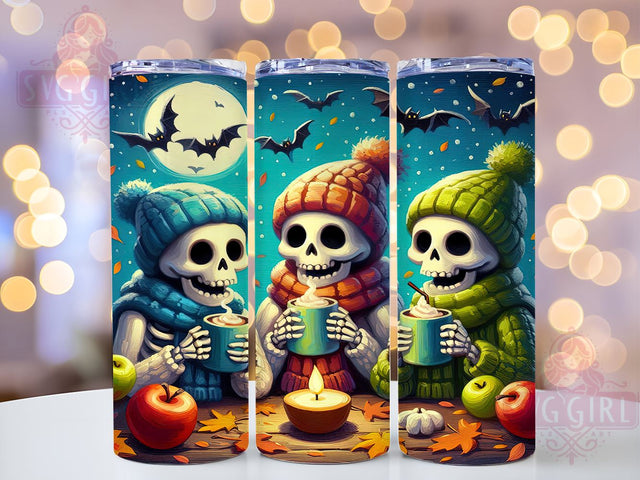 Cute Skeleton Tumbler, Halloween Decor, PNG Wrap, Sublimation Design, Spooky Season, Fun Halloween Gifts, Skeleton Art, Halloween Drinkware Sublimation SvggirlplusArt 