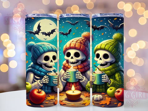 Cute Skeleton Tumbler, Halloween Decor, PNG Wrap, Sublimation Design, Spooky Season, Fun Halloween Gifts, Skeleton Art, Halloween Drinkware Sublimation SvggirlplusArt 