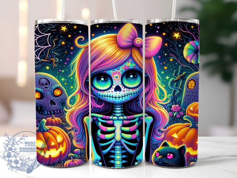 Cute Skeleton Tumbler, Halloween Design, Coquette Bow, Spooky Sublimation, Festive Drinkware, Unique Halloween Gift, Gothic Aesthetic, Fun Halloween Decor Sublimation ToriDesigns 