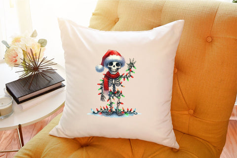 Cute Skeleton with Christmas Lights Sublimation designartist 