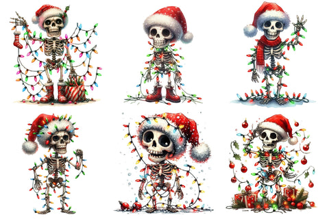 Cute Skeleton with Christmas Lights Sublimation designartist 