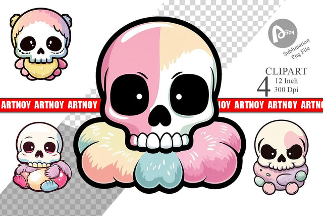 Cute Skull Clipart Sublimation artnoy 