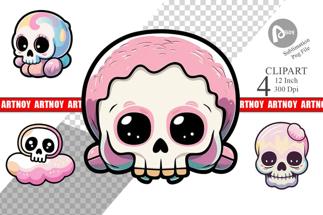 Cute Skull Clipart Sublimation artnoy 