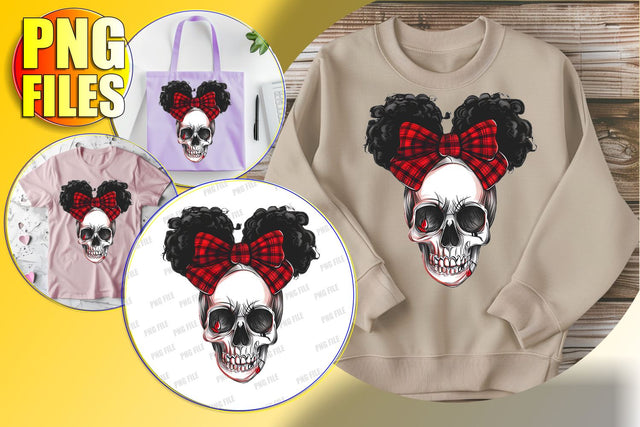 Cute Skull with Bow for Sublimation - Fall Clipart PNG Sublimation afrosvg 
