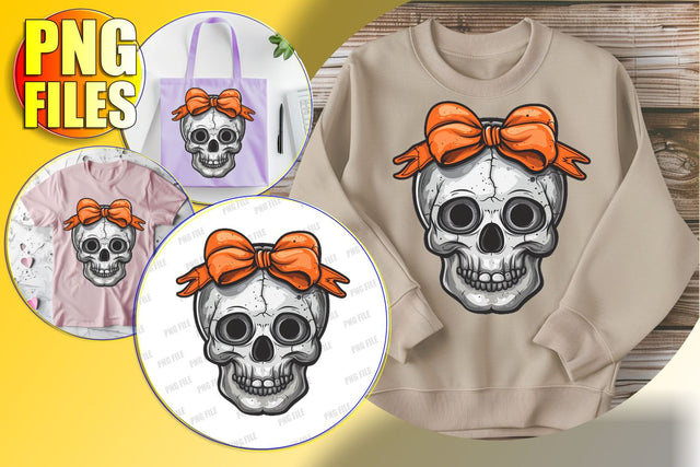 Cute Skull with Coquette Bow Design - Sublimation Fall Clipart Sublimation afrosvg 