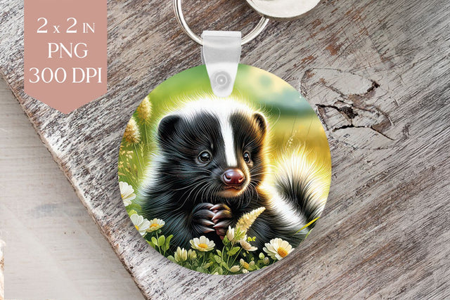 Cute Skunk Keyring Sublimation Design Sublimation BijouBay 