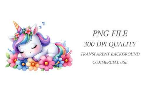 Cute Sleeping Baby Unicorn Clipart PNG Sublimation Rupkotha 