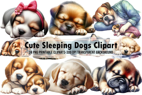 Cute Sleeping Dogs Clipart Bundle Part 3 Sublimation designartist 
