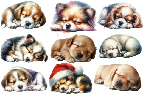 Cute Sleeping Dogs Clipart Bundle Part 3 Sublimation designartist 