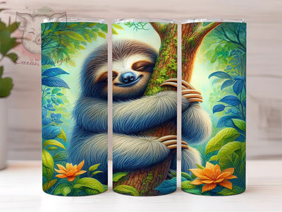 Cute Sloth 20oz Tumbler Wrap, Cute Animal Drinkware, 20oz Sublimation Tumbler, Tree Hugger Gift, Lazy Sloth Design, Nature Inspired Tumbler, Gift for Animal Lovers Sublimation Lara' s Designs 