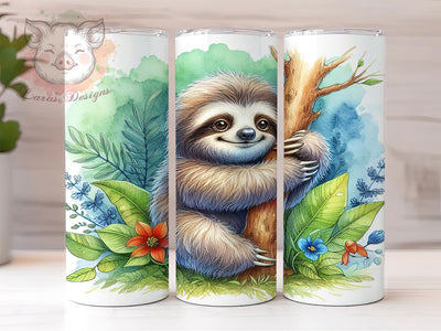 Cute Sloth 20oz Tumbler Wrap, Cute Animal Drinkware, 20oz Sublimation Tumbler, Tree Hugger Gift, Lazy Sloth Design, Nature Inspired Tumbler, Gift for Animal Lovers Sublimation Lara' s Designs 