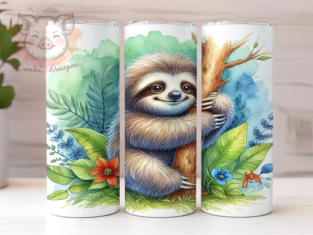 Cute Sloth 20oz Tumbler Wrap, Cute Animal Drinkware, 20oz Sublimation Tumbler, Tree Hugger Gift, Lazy Sloth Design, Nature Inspired Tumbler, Gift for Animal Lovers Sublimation Lara' s Designs 