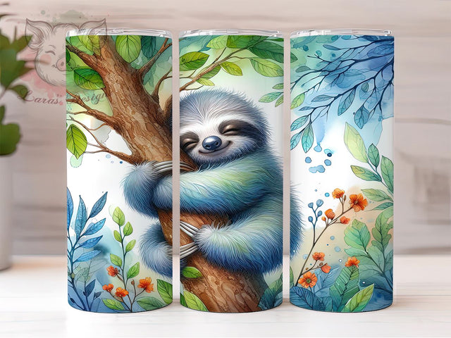 Cute Sloth 20oz Tumbler Wrap, Cute Animal Drinkware, 20oz Sublimation Tumbler, Tree Hugger Gift, Lazy Sloth Design, Nature Inspired Tumbler, Gift for Animal Lovers Sublimation Lara' s Designs 