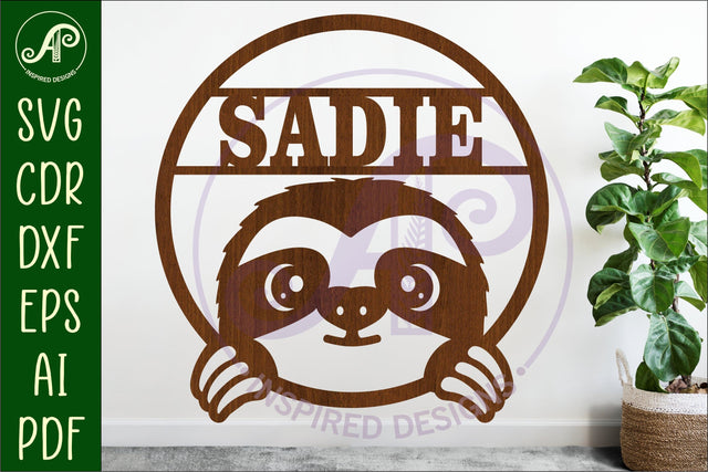 Cute sloth name wall art sign, SVG file SVG APInspireddesigns 