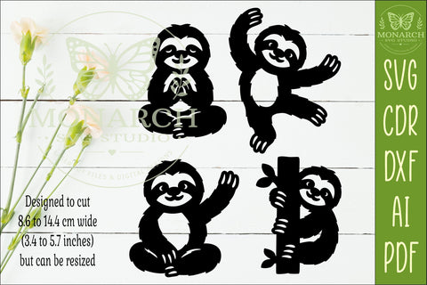 Cute Sloth Silhouette designs for laser cut and crafts 2 SVG APInspireddesigns 
