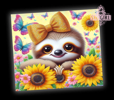 Cute Sloth, Sloth Design, Tumbler Wrap, PNG Sublimation, 20oz Tumbler, Animal Lover Gift, Lazy Sloth, Fun Drinkware Sublimation SvggirlplusArt 