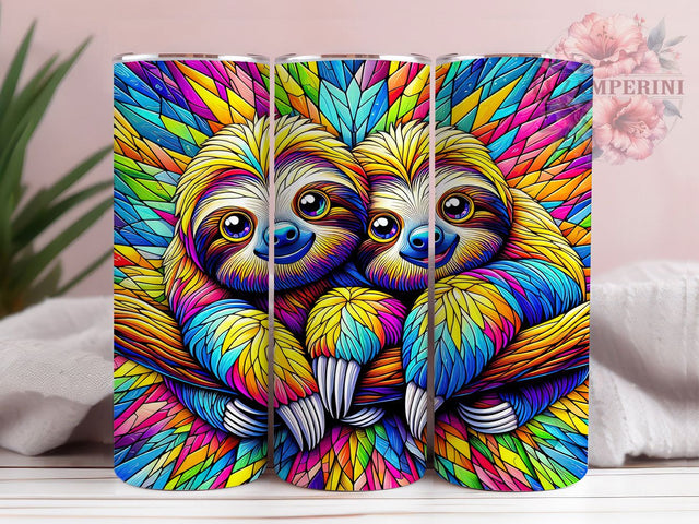 Cute Sloth Succulent Tumbler, Succulent Plant, Colorful Art, Museum Quality, Nature Theme, 20Oz Tumbler, Sublimation Wrap Sublimation Li Zamperini 