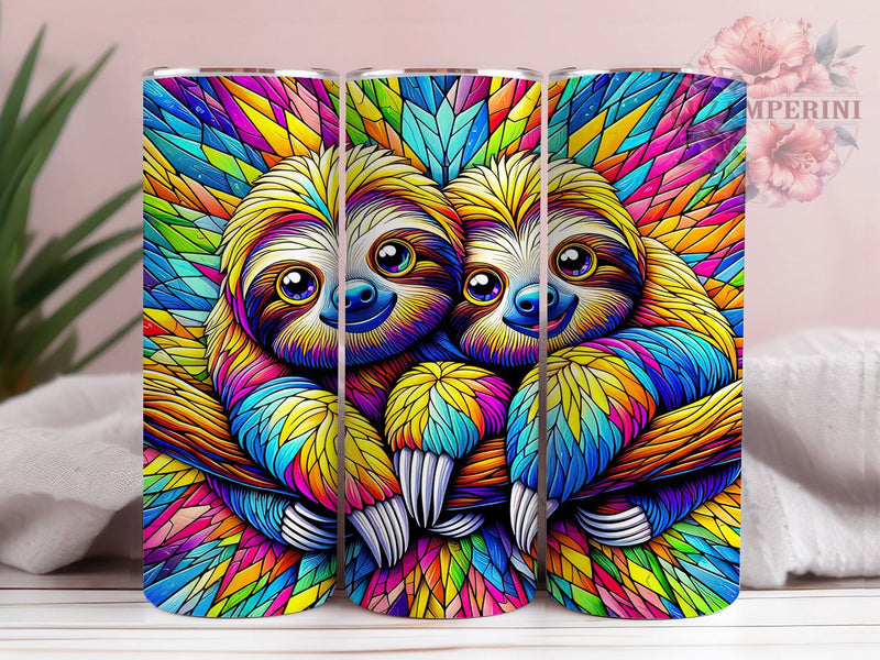 Cute Sloth Succulent Tumbler, Succulent Plant, Colorful Art, Museum Quality, Nature Theme, 20Oz Tumbler, Sublimation Wrap Sublimation Li Zamperini 