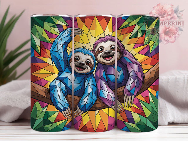 Cute Sloth Succulent Tumbler, Succulent Plant, Colorful Art, Museum Quality, Nature Theme, 20Oz Tumbler, Sublimation Wrap Sublimation Li Zamperini 