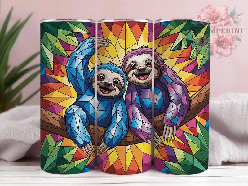 Cute Sloth Succulent Tumbler, Succulent Plant, Colorful Art, Museum Quality, Nature Theme, 20Oz Tumbler, Sublimation Wrap Sublimation Li Zamperini 