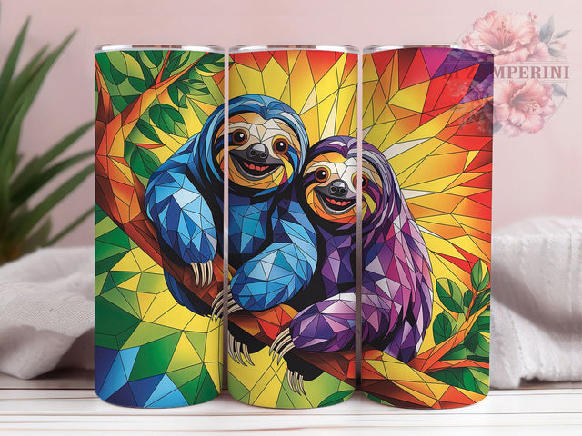 Cute Sloth Succulent Tumbler, Succulent Plant, Colorful Art, Museum Quality, Nature Theme, 20Oz Tumbler, Sublimation Wrap Sublimation Li Zamperini 