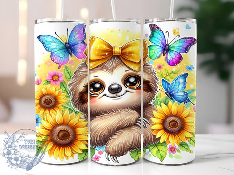 Cute Sloth, Tumbler Design, Sublimation PNG, Animal Lover, 20oz Tumbler, Sloth Gift, Relaxation Theme, Fun Drinkware Sublimation ToriDesigns 