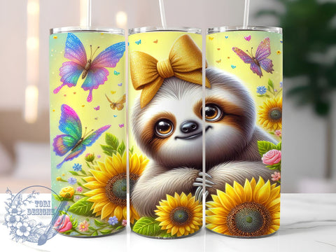 Cute Sloth, Tumbler Design, Sublimation PNG, Animal Lover, 20oz Tumbler, Sloth Gift, Relaxation Theme, Fun Drinkware Sublimation ToriDesigns 