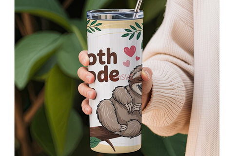 Cute Sloth Tumbler Wrap Sublimation DesignSVG 