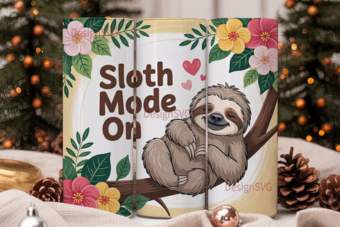 Cute Sloth Tumbler Wrap Sublimation DesignSVG 
