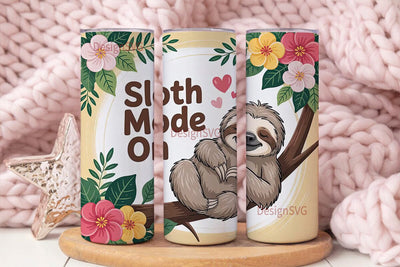 Cute Sloth Tumbler Wrap Sublimation DesignSVG 