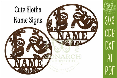 Cute Sloths Name Sign SVG | Personalized Jungle Wall Decor SVG APInspireddesigns 