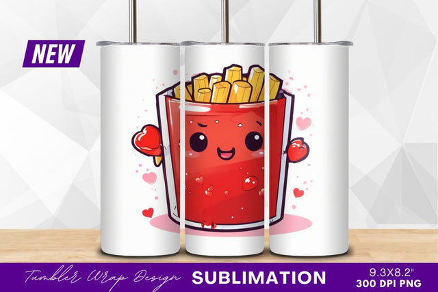 Cute smiling french fries tumbler png Sublimation Regulrcrative 