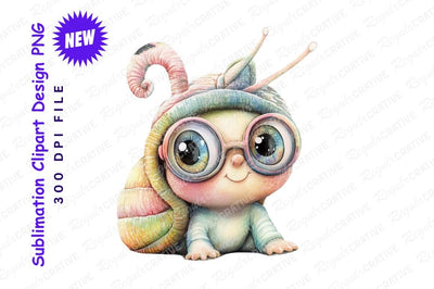Cute snail baby with glasses clipart png Sublimation Regulrcrative 
