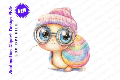 Cute snail wearing glasses and hat Sublimation Regulrcrative 