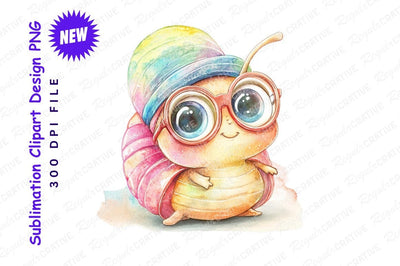 Cute snail with hat and glasses clipart png Sublimation Regulrcrative 