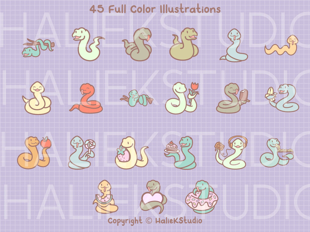 Cute Snakes Color Clip Art PNG SVG Design Set - So Fontsy