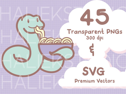 Cute Snakes Color Clip Art PNG SVG Design Set SVG HalieKStudio 