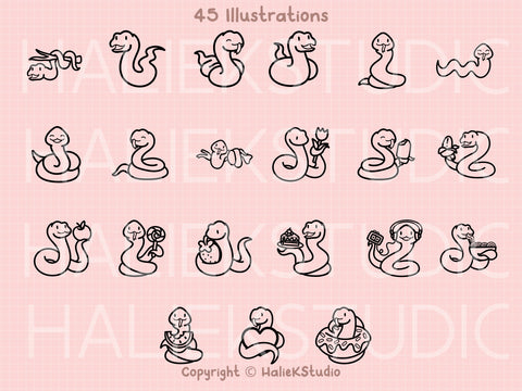 Cute Snakes SVG Design Set SVG HalieKStudio 